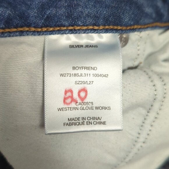 Silver Jeans Women's 20 Blue Boyfriend Distressed Denim - Picture 12 of 14